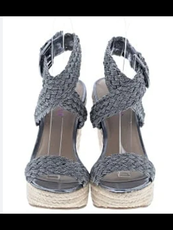 JustFab Shoes - JustFab Woven Platform Espadrille Sandals - Gray